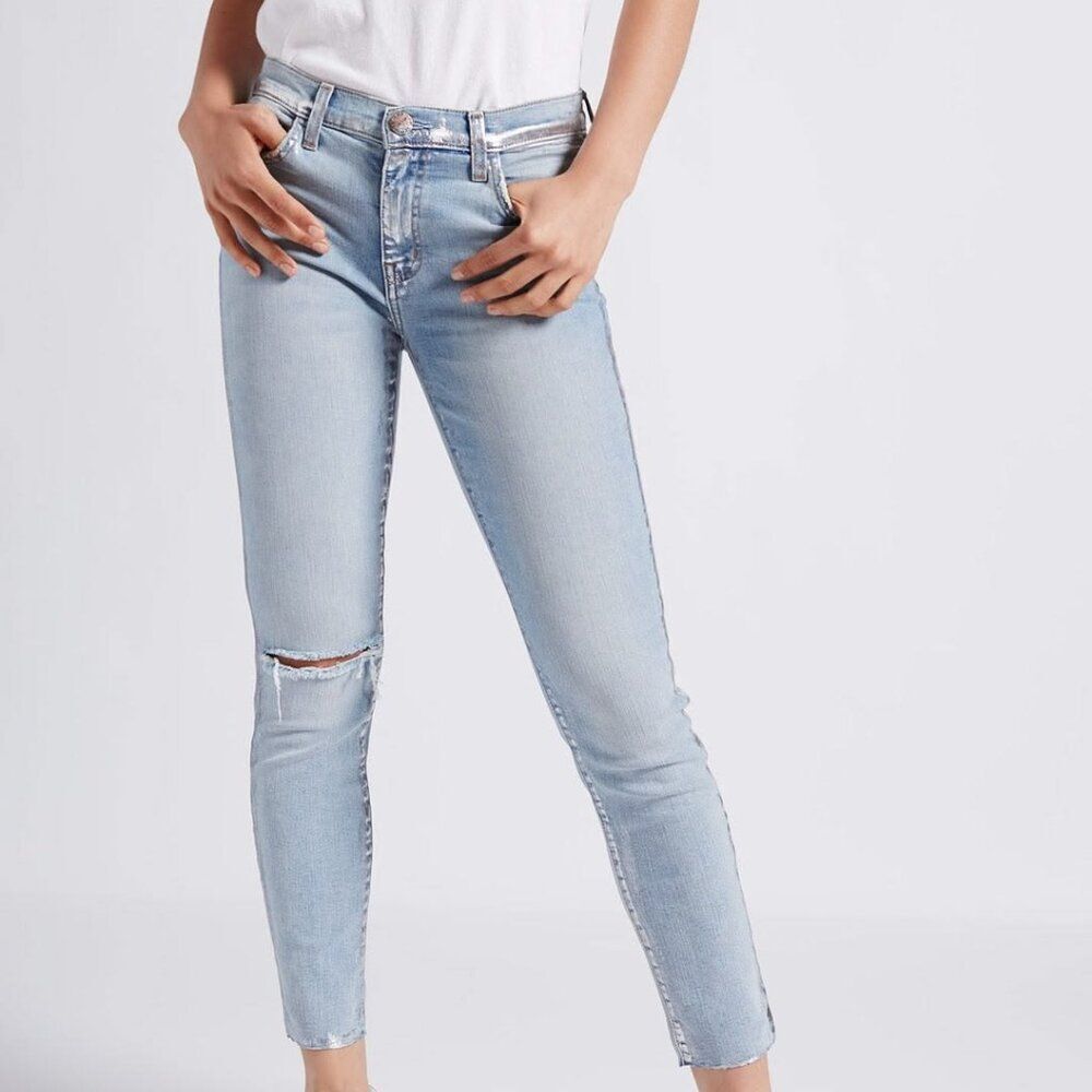 Current Elliott High Waist Stiletto Seville Destroy Foil Silver accent‎ Jeans 28